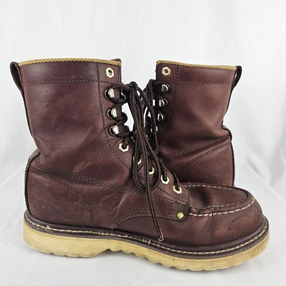 Field N Forest USA Brown Leather Lace Up Mens Work Hunting Boots 9-9.5 EEE - Picture 4 of 12